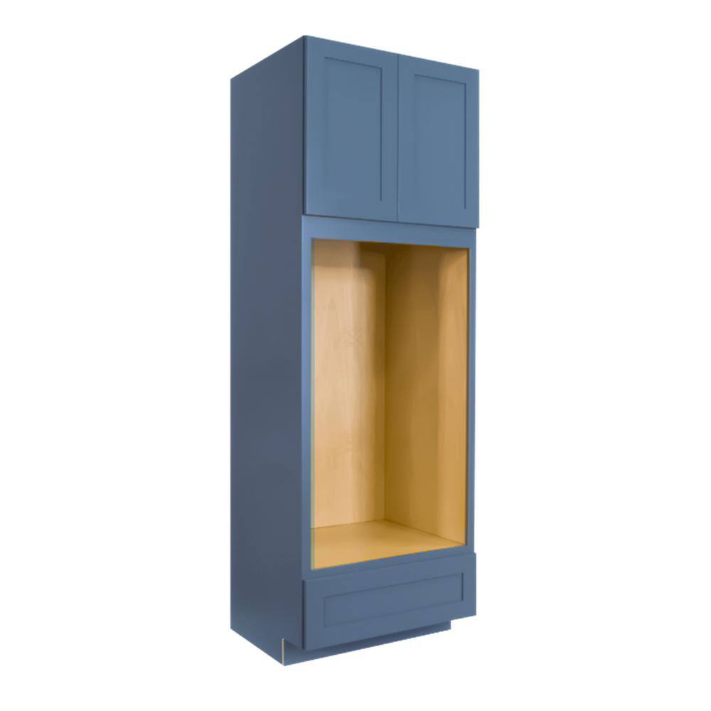 LIFEART CABINETRY Lancaster Blue Plywood Shaker Stock Assembled Double Oven Kitchen Cabinet 33 in. W 27 in. D x 96 in. H ALB-DOC3396