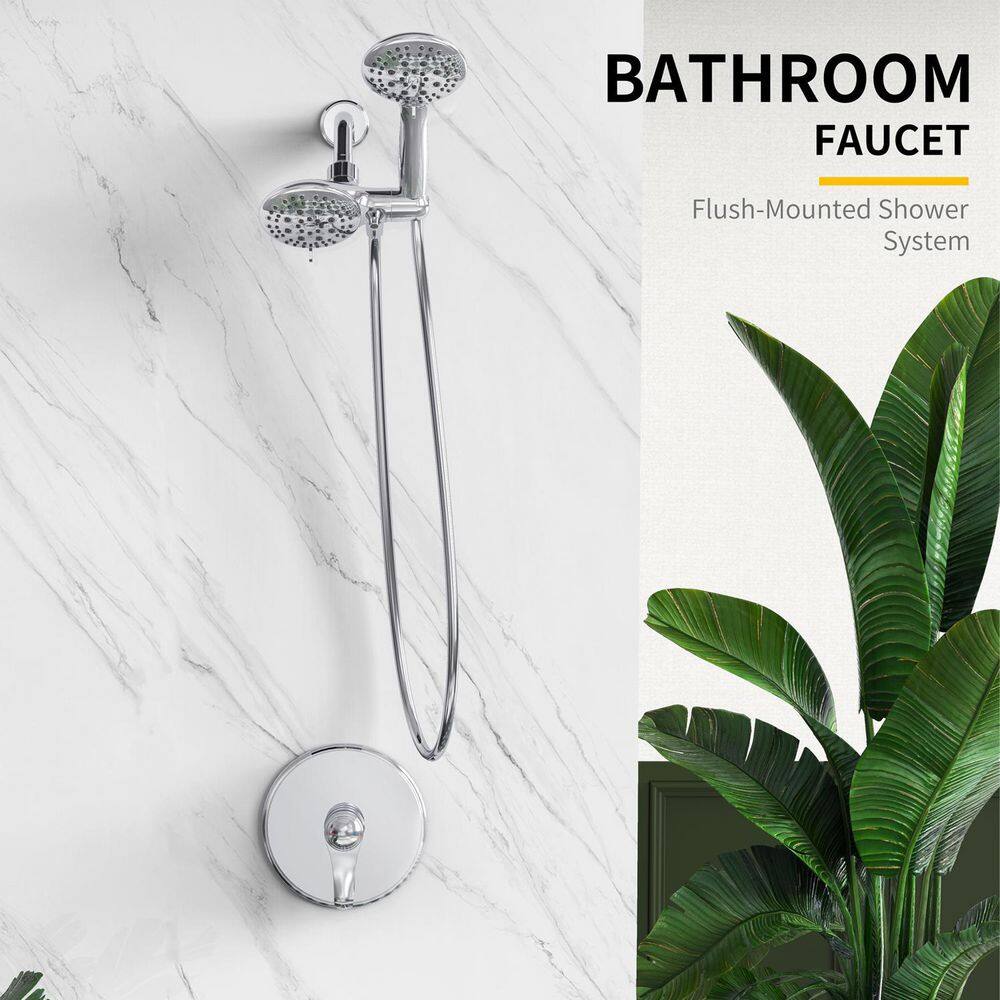 GIVING TREE 2-In-1 Single-Handle 11-Spray Tub and Shower Faucet Handheld Combo with 4 in. Shower Head in Chrome(Valve Included) HDFFBT703HC-CH