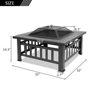 32 in. W x 17 in. H Outdoor Metal Portable Charcoal Black Fire Bowl with Accessories PF-52194990