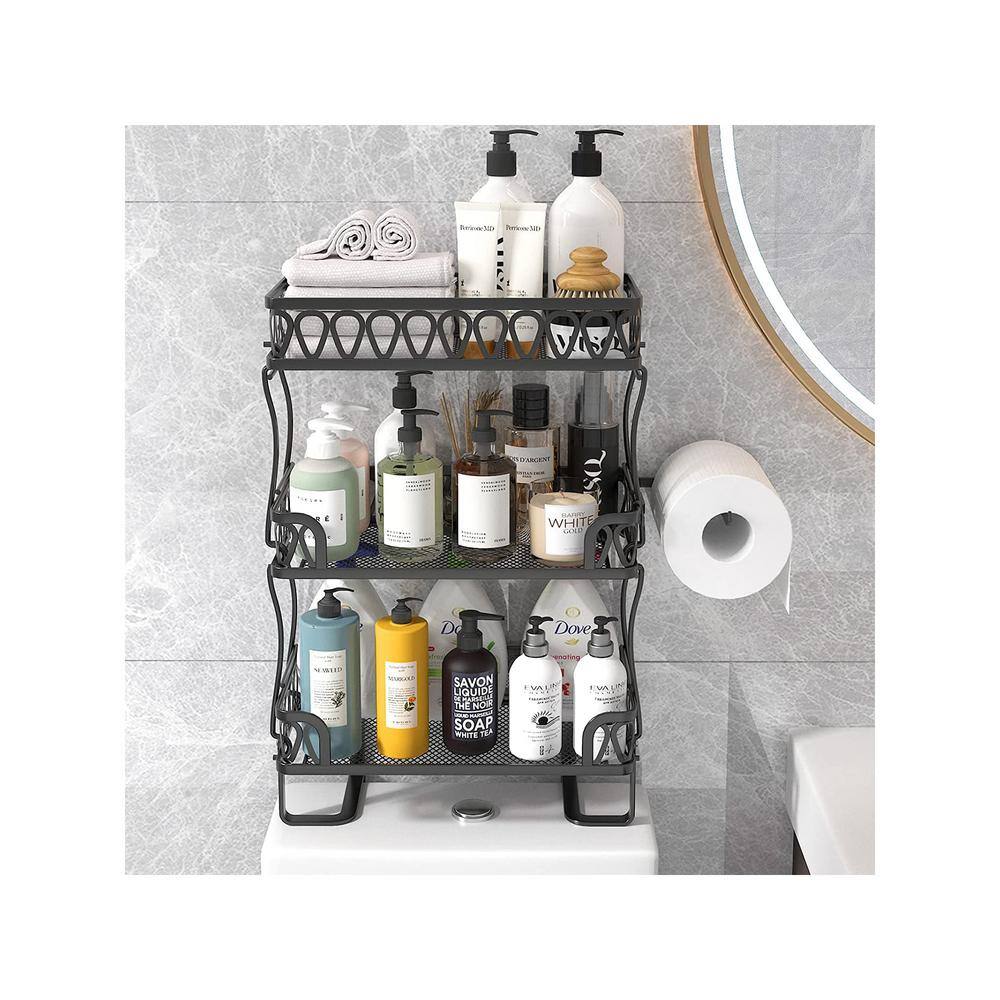 12.2 in. W x 6.1 in. D x 23.8 in. H Shower Caddy in Black Bathroom Shelf 3 Layer Wall Mounted Storage Organizer W-SGA-11