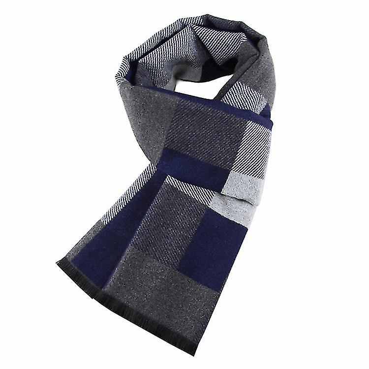 Winter Mens Scarf Cashmere Feel Scarves Warm Soft Fashion Business Plaid Scarf Gifts For Men1pcsbule