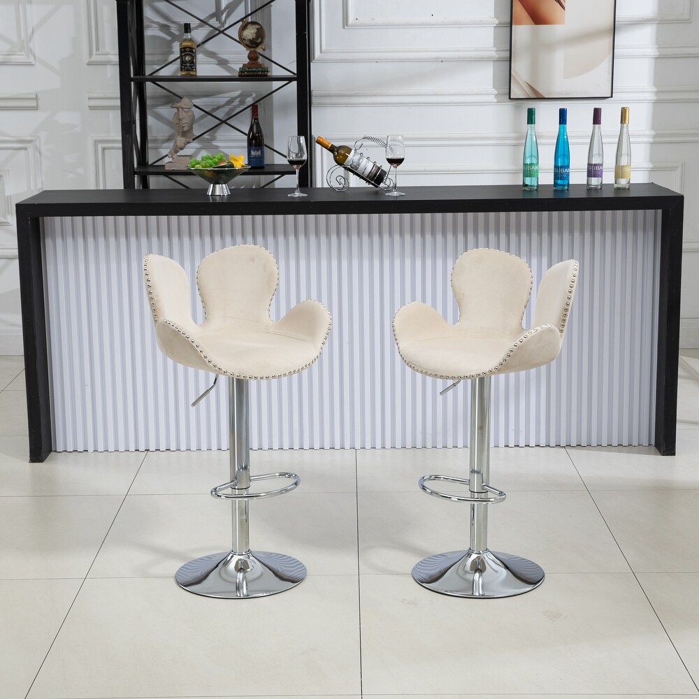 2pcs Swivel Bar Stools Adjustable Counter Height Chairs with Footrest   N/A