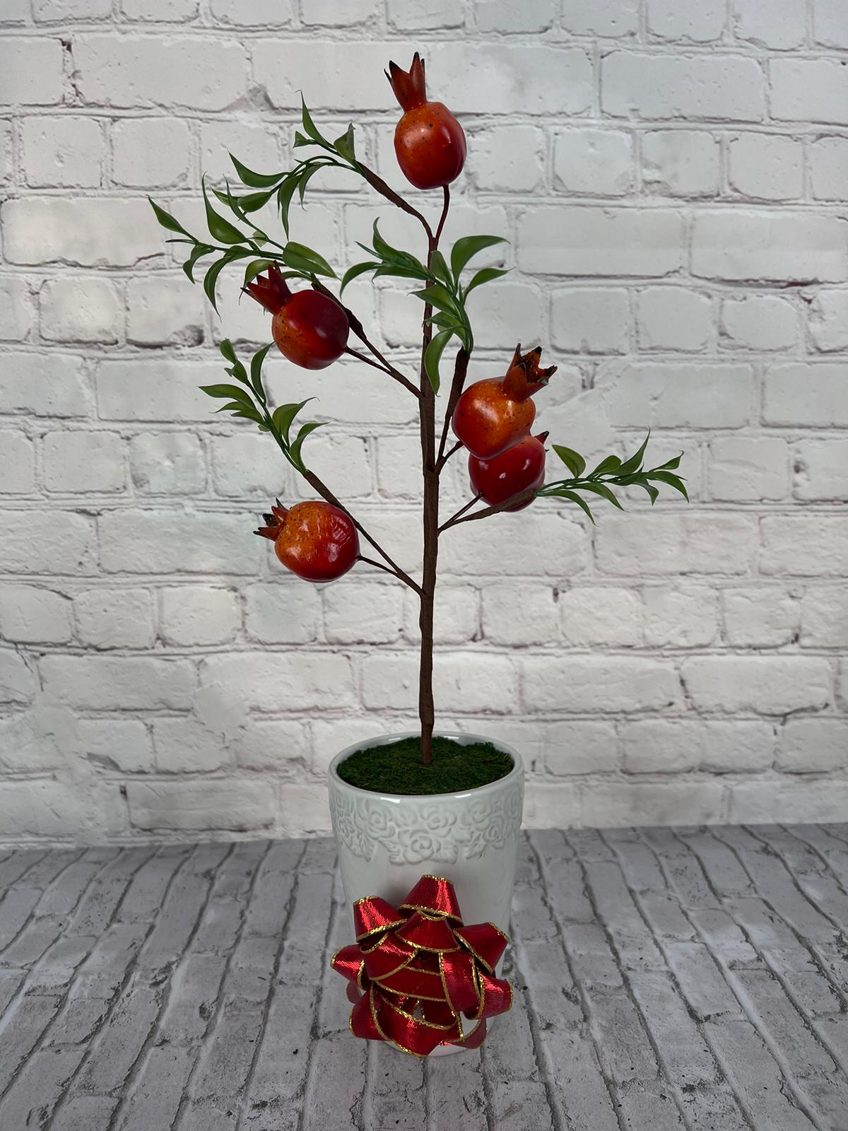 Cute Pomegranate Bonsai in Pot of Your Choice-Artificial