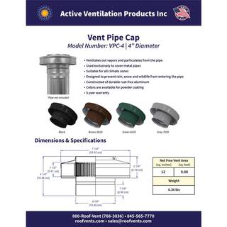 Active Ventilation 4 in. Dia Aluminum Vent Pipe Cap in White VPC-4-WT