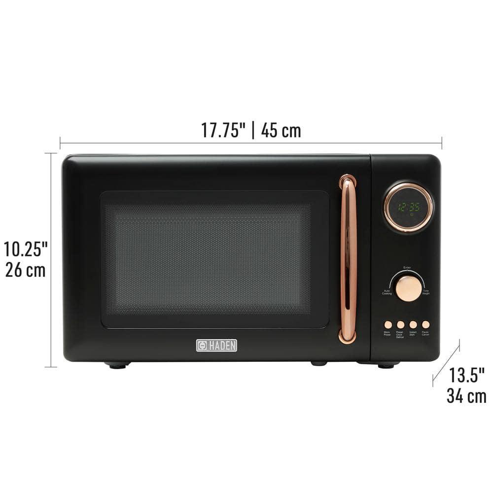 HADEN Modern 1775 in Width 07 cuft Black and Copper Vintage Retro 700Watt Countertop Microwave