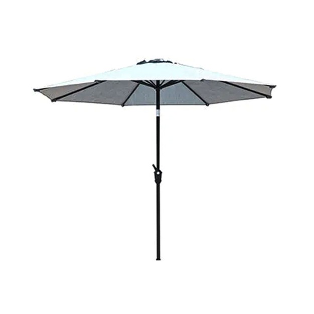 Four Seasons Courtyard 9 Foot Belmont Market Umbrella Round Olefine Fabric Outdoor Backyard Shaded Canopy With Customizable Adjustments Navy