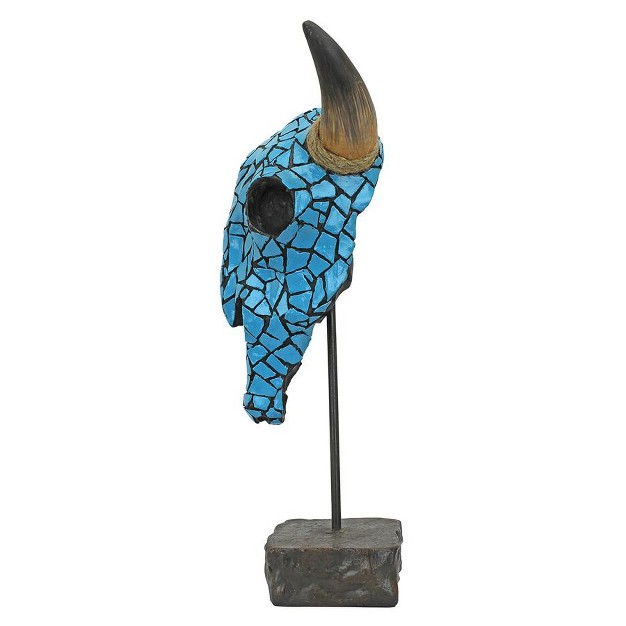 Design Toscano Western Faux Turquoise Encrusted Cow Skull Statue