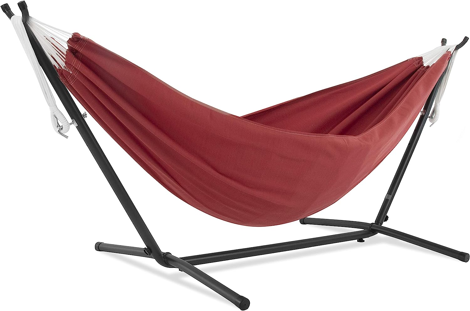 Double Cotton Hammock with Space Saving Steel Stand, Tropical (450 lb Capacity - Premium Carry Bag Included)