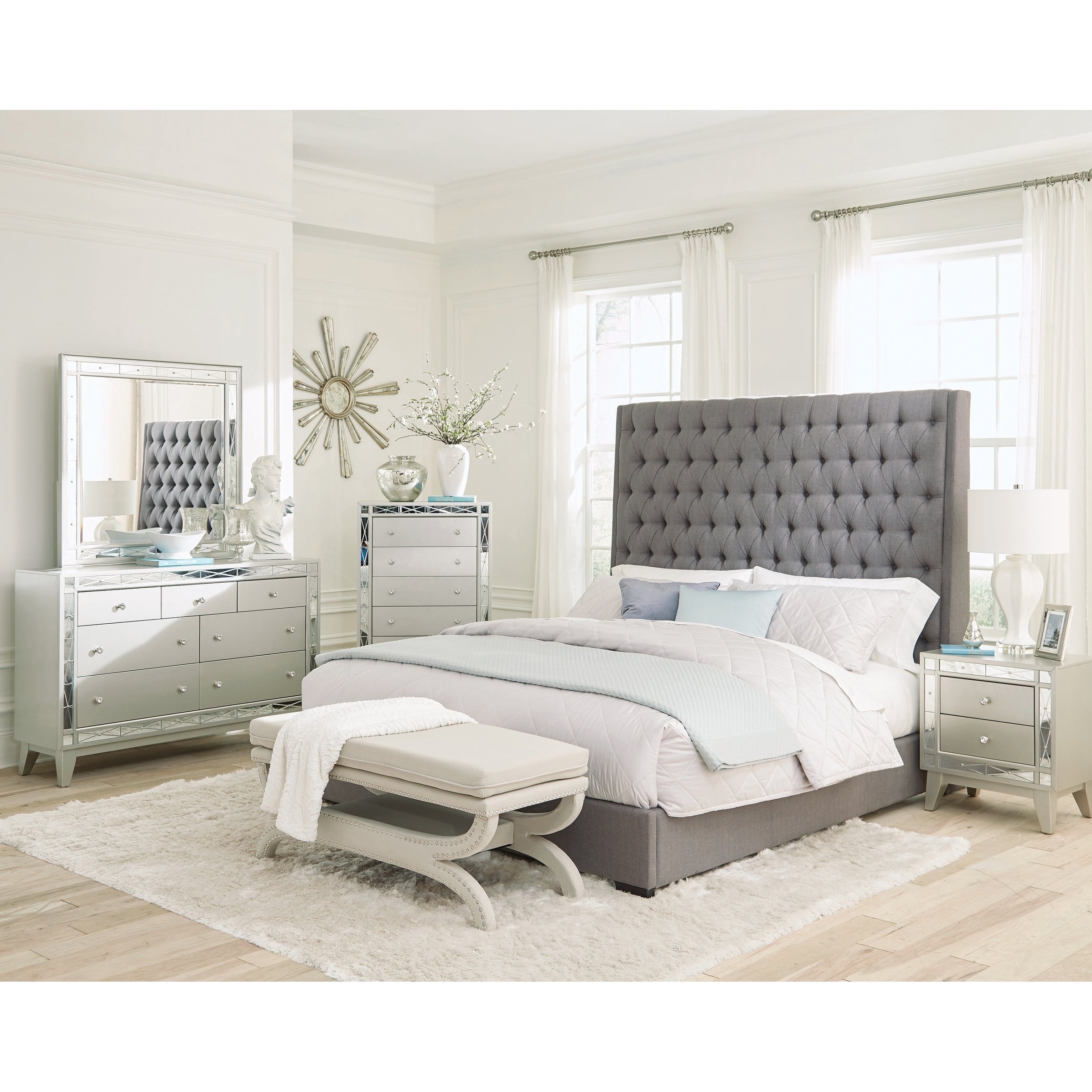 Briarley Metallic Mercury 3-piece Bedroom Set with Dresser - - 35046476