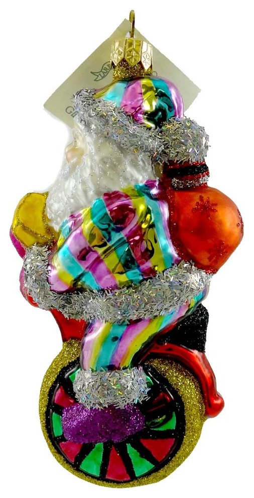 Larry Fraga UNICYCLE Blown Glass Ornament Santa Christmas 5106   Contemporary   Christmas Ornaments   by Story Book Kids Inc  Houzz