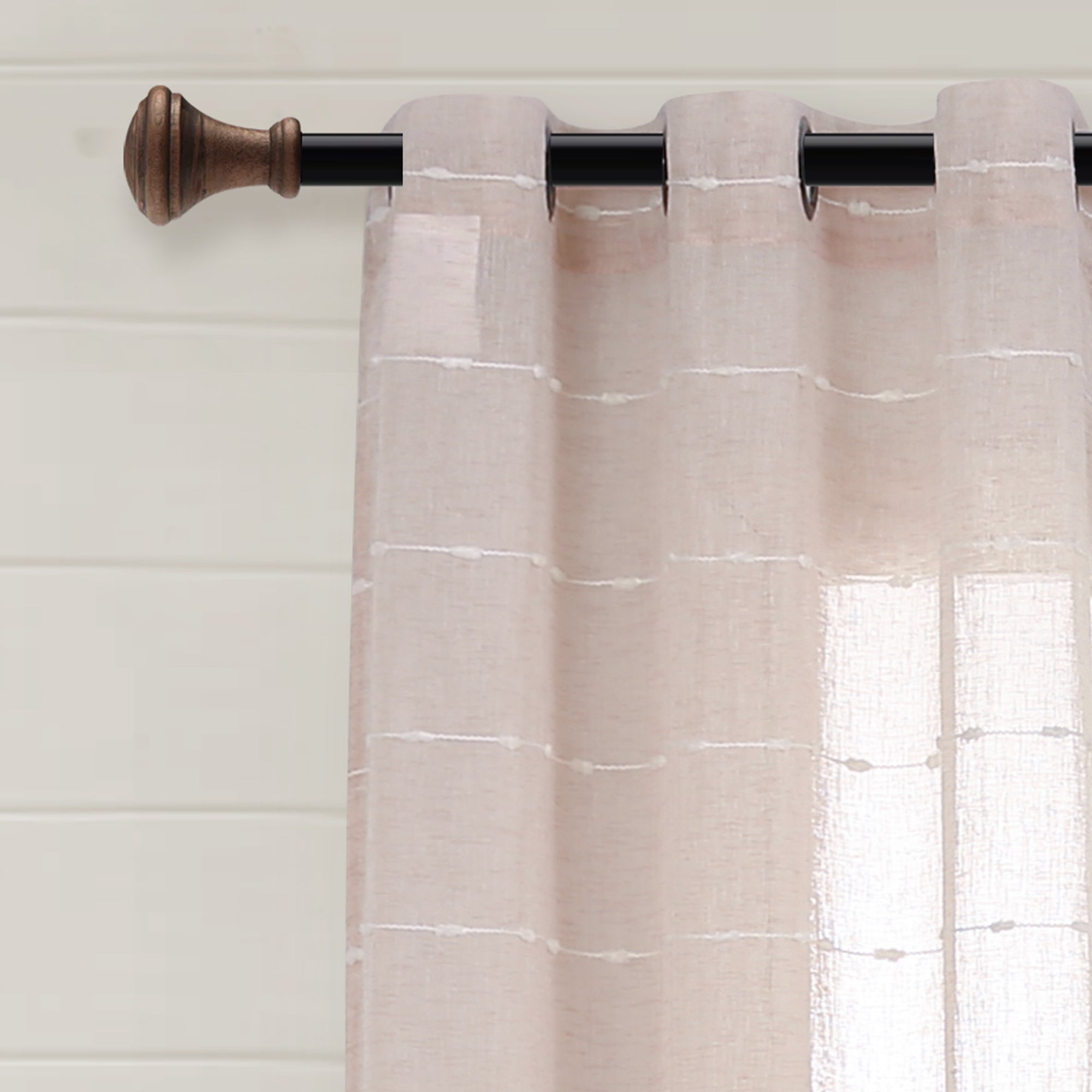 Farmhouse Textured Grommet Sheer Window Curtain Panel Set