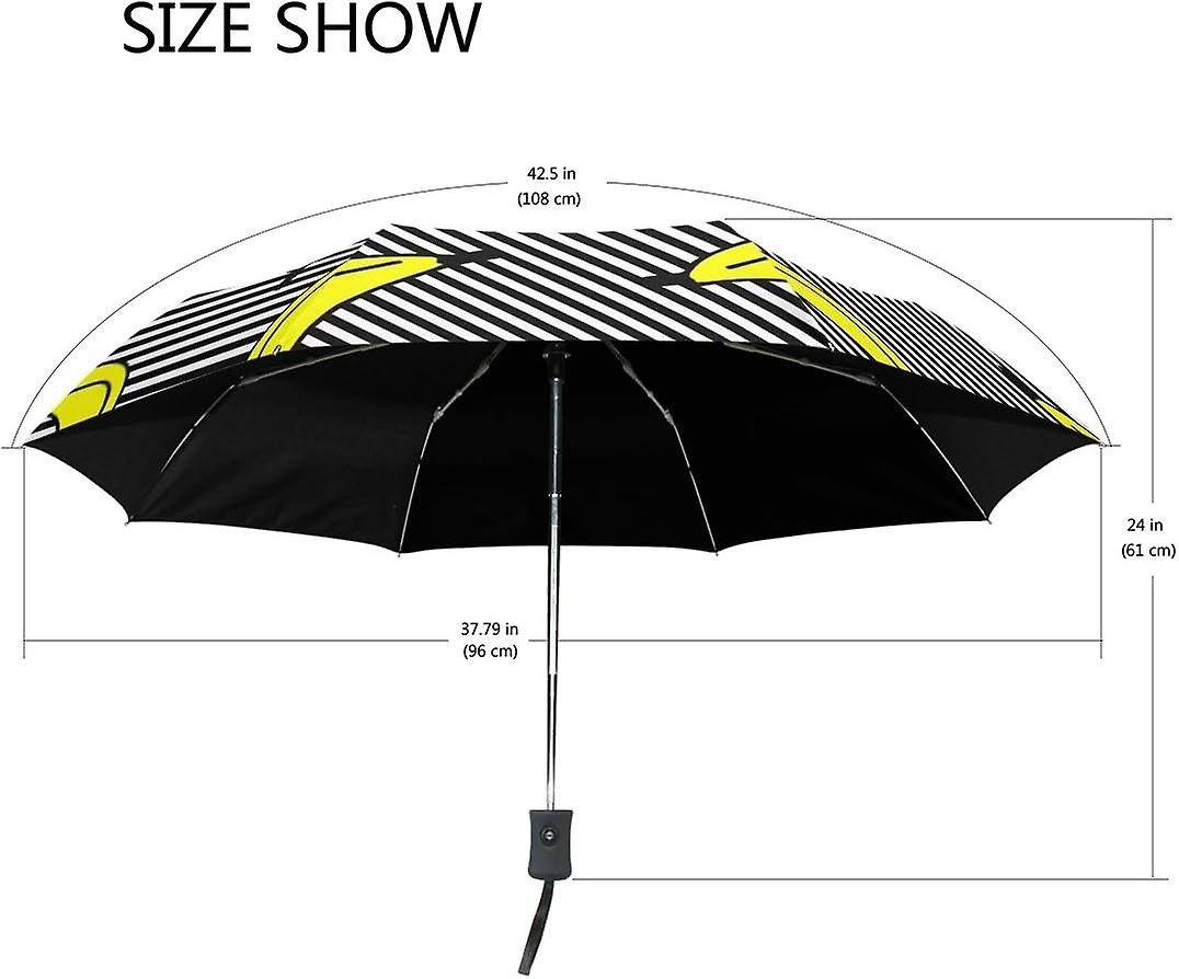 Top Yellow Bananas Anti Uv Windproof Travel Umbrella Parasol Auto Open/close