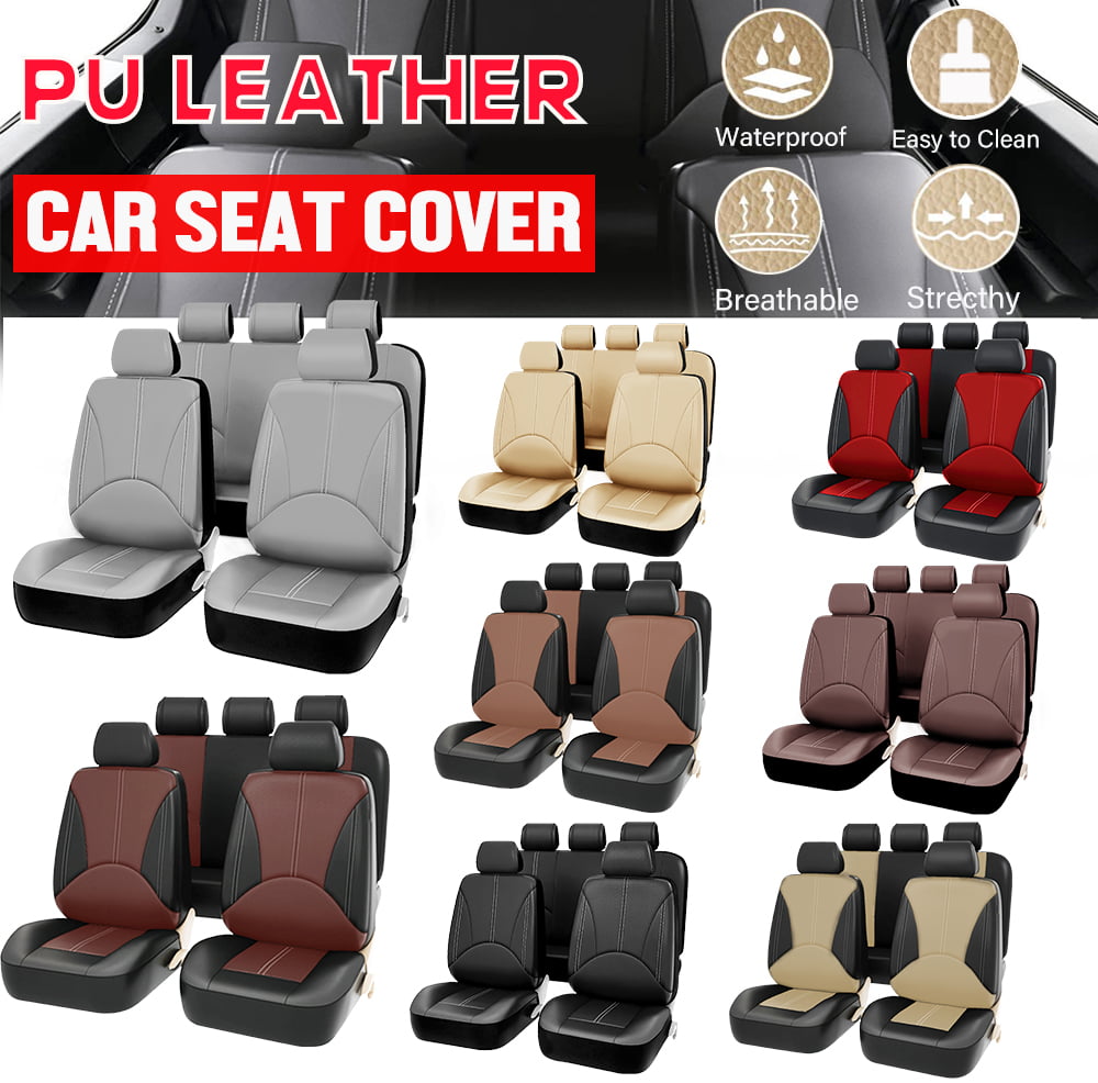 Oture Auto Car Seat Cover PU Leather Protector Front Rear Bench Seat Covers for Cars Trucks SUV