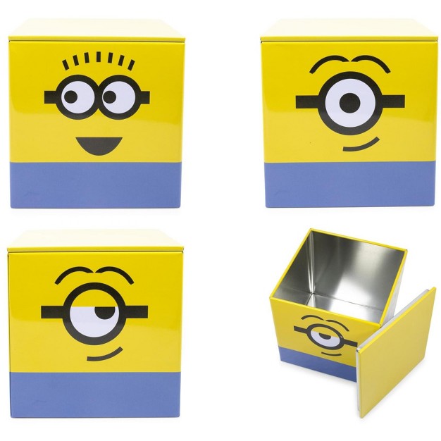 Ukonic Despicable Me Minions Tin Storage Box Cube Organizer With Lid 4 Inches