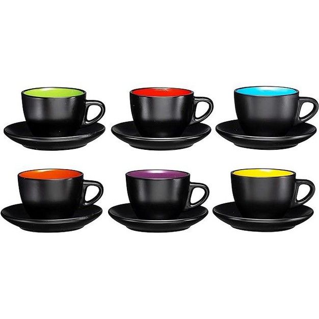 Ceramic Cups Set Set Of 4 Black multicolored