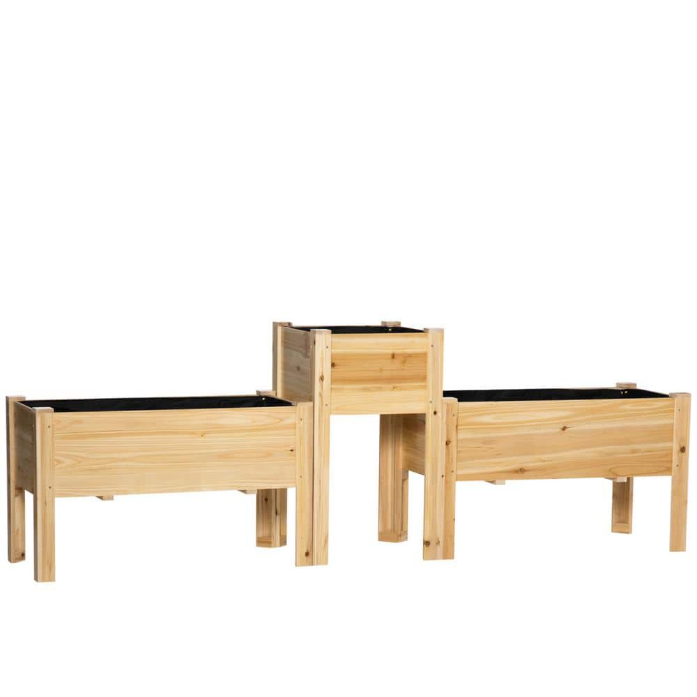 Outsunny 9.75 in. L x 19.75 in. W x 33.75 in. H Natural Wood Elevated Wood Planter Box 845-677