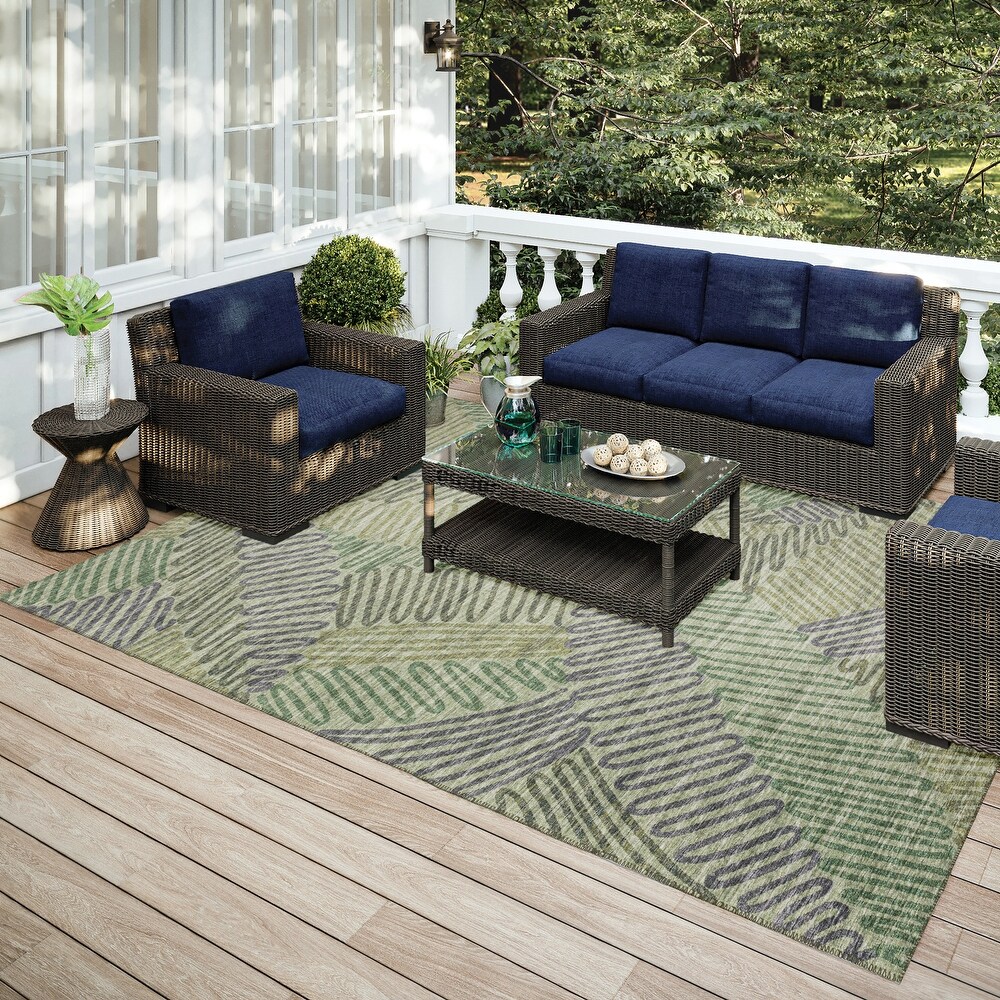 Indoor/ Outdoor Addison Yuma Modern Palm Leaf Washable Area Rug