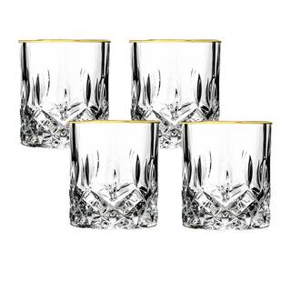 Lorren Home Trends Opera Gold Rim 9 fl. oz. Rocks Glass Set (4-Piece) LG6004