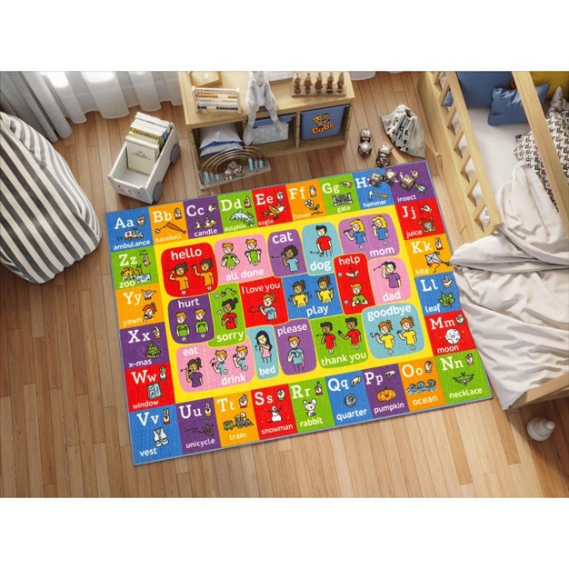 Kc Cubs Boy amp Girl Kids Abc Alphabet Asl Sign Language Educational Learning amp Fun Game Play Area Nursery Bedroom Classroom Rug Carpet