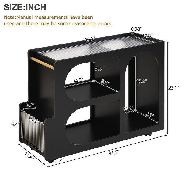 Mobile End Table with Lockable Wheels，Open Organizer