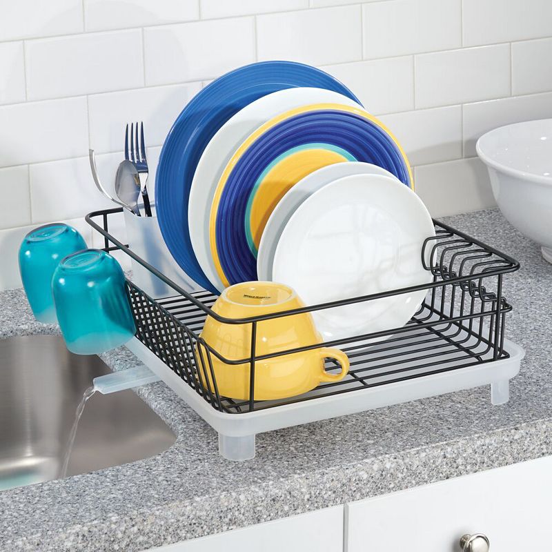 mDesign Kitchen Dish Drying Rack with Swivel Spout， 3 Pieces