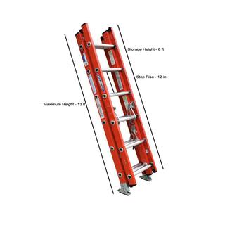 Werner 16 ft. Fiberglass Compact Extension Ladder with 300 lb. Load Capacity Type IA Duty Rating D6216-3