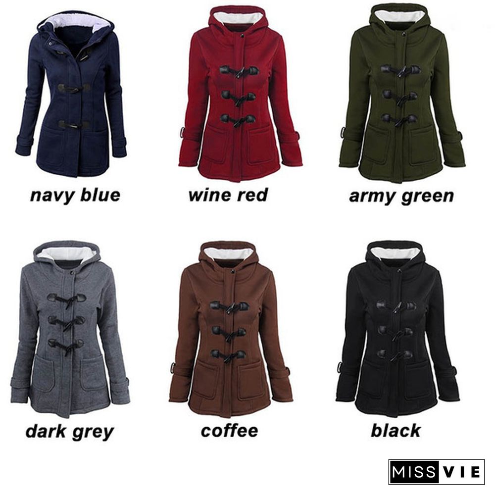 HOT Winter Women's Fashion Claw Clasp Wool Blended Classic Pea Warm Coat Jacket Plus Size XS-6XL