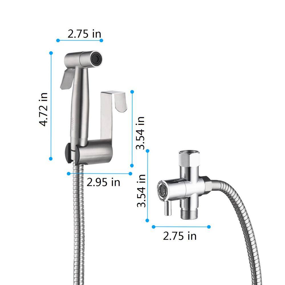 Amucolo Non-Electric Bidet Sprayer for Toilet Handheld Cloth Bidet Attachment in Sliver YeaD-CYD0-1U2