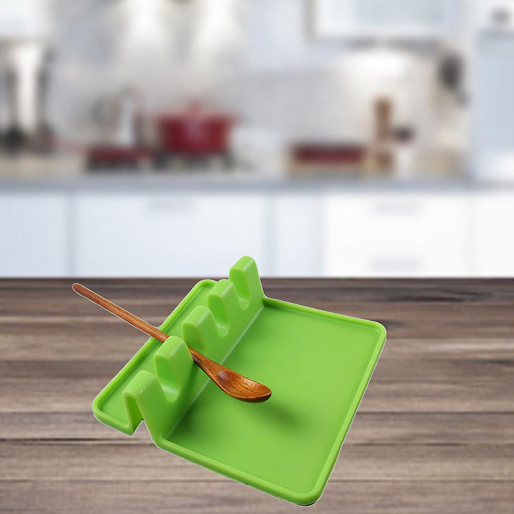 Kitchen Ladle Holder Mat Silicone Spoon Rest Pad Cooking Shelf Stand Tool Green