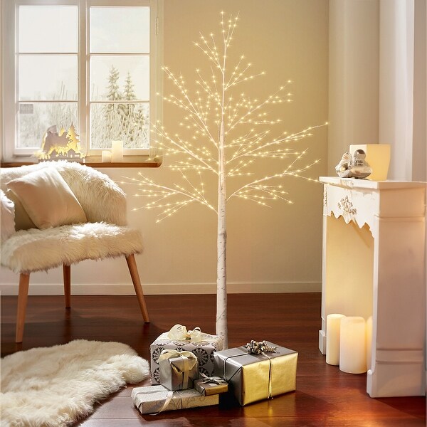 Lighted Twig Birch Tree with Fairy Lights 6ft Birch Tree 440LED Warm 8 Lighting Modes Artificial Plant (Plugin)