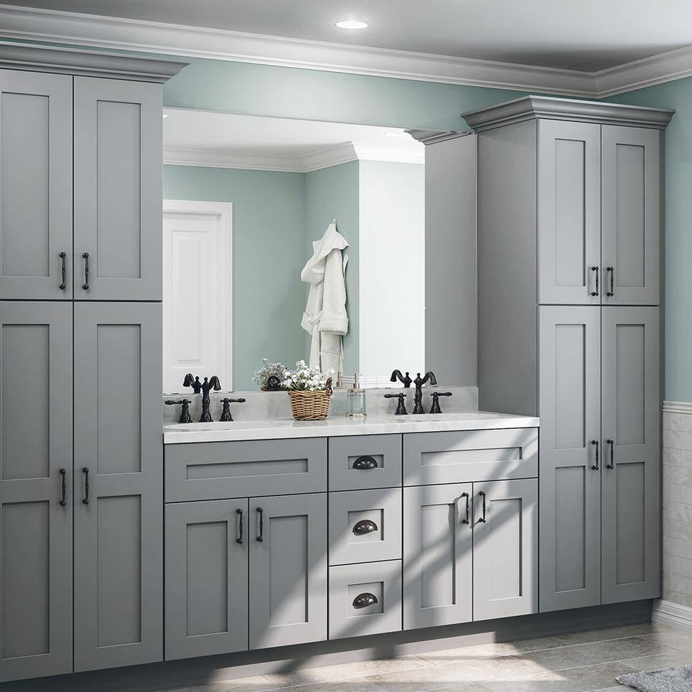 Home Decorators Collection Tremont Assembled 30 x 34.5 x 24 in. Plywood Shaker Base Kitchen Cabinet Soft Close DoorsDrawers in Painted Pearl Gray B30-TPG