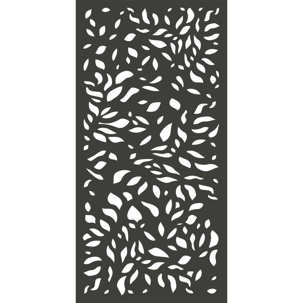 Modinex 6 ft. x 3 ft. Charcoal Gray Decorative Composite Fence Panel Featured in the Botanical Design USAMOD4C