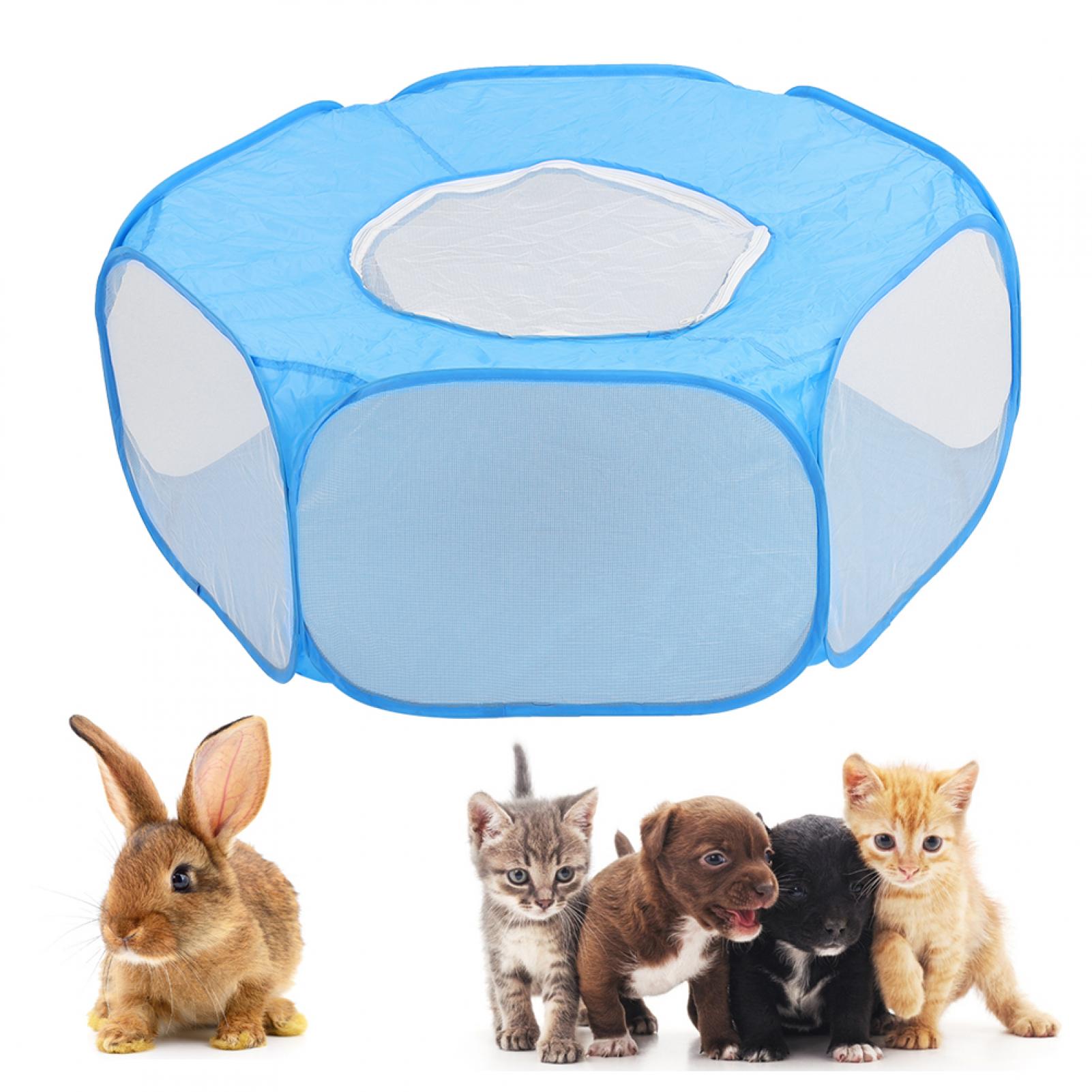 Foldable Pet Tent Foldable Small Animal Game Fence， Hamster Playpen， Cloth Chinchillas For Hamsters Sky Blue