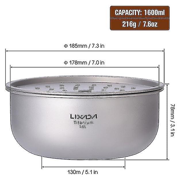 Naiwang Lixada 1.6l Titanium Tea Tray Bowl Tea Strainer Self-draining Bowl Fruit Drainage Plate For Home Camping Hiking Backpacking