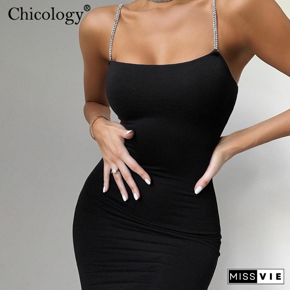 ChicologyDiamondThinStrapBodyconSexyMiniDressPartyClubSleevelessWomen SummerFashionOutfitFemaleShortClothes