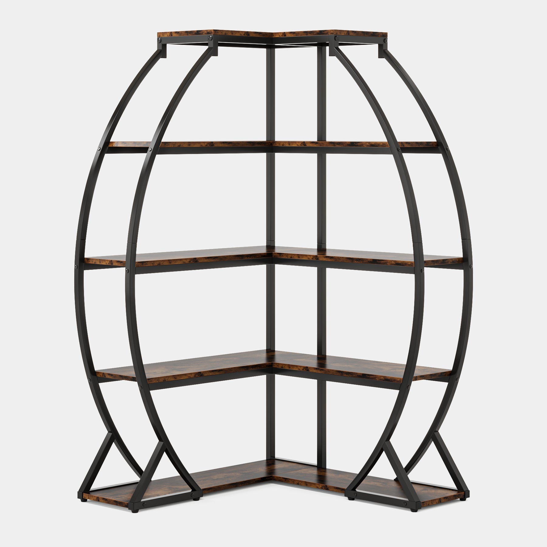 5-Tier Corner Bookshelf, Industrial 69 Corner Bookcase Display Rack