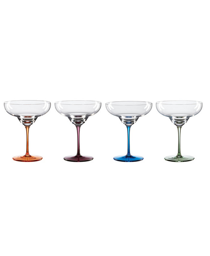 Oneida Bottoms Up Color Bottom Margarita Glasses Set of 4