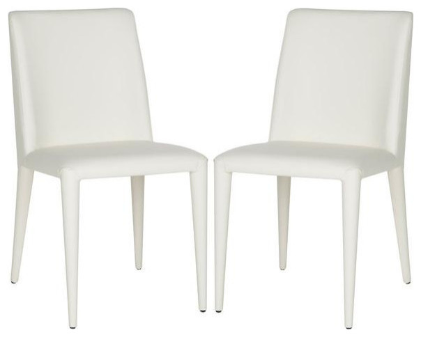 Evelyn 18  x27 x27Leather Side Chair  Set of 2  White   Midcentury   Dining Chairs   by Rustic Home Furniture Deco  Houzz