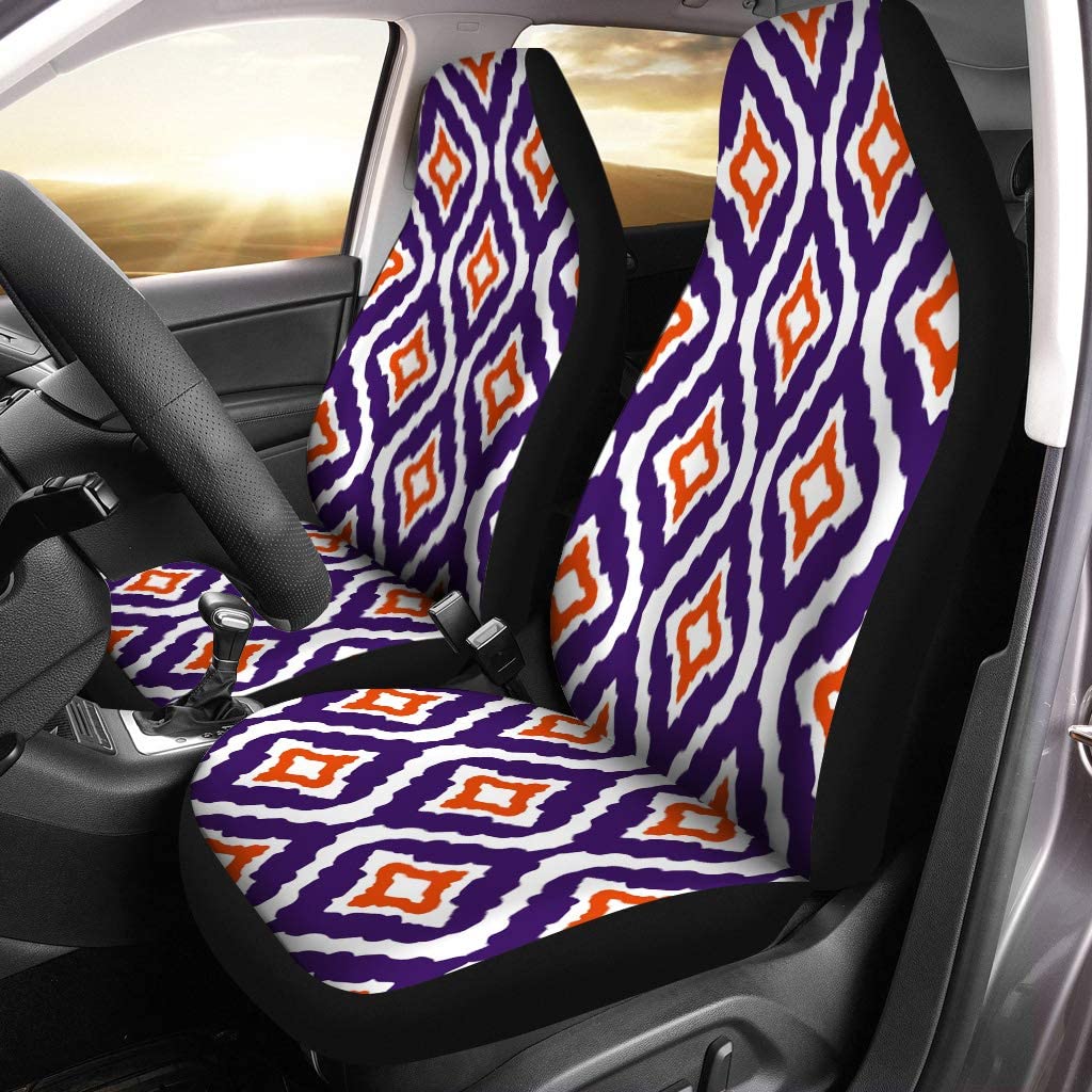 FMSHPON Set of 2 Car Seat Covers Ribbon Abstract Tribal Ikat Folk Geometric Beauty Carpet Universal Auto Front Seats Protector Fits for Car，SUV Sedan，Truck