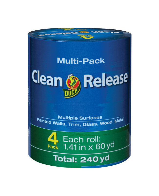 Duck Clean Release 1.41 in. W X 60 yd L Blue Medium Strength Painter\u0027s Tape 4 pk