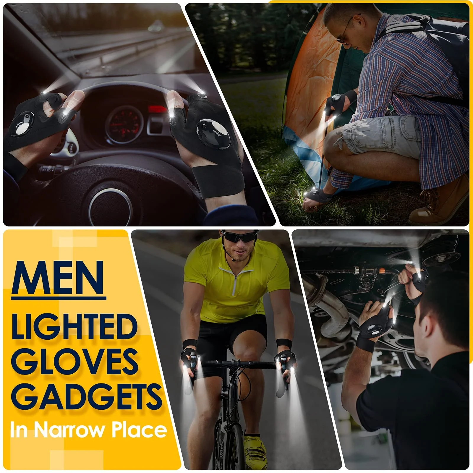 LED Gloves with Waterproof Lights