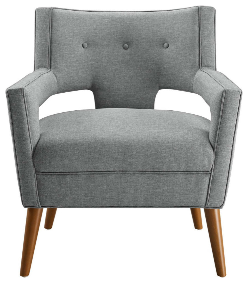 Eliana Light Grey Upholstered Fabric Armchair   Midcentury   Armchairs And Accent Chairs   by Virgil Stanis Design  Houzz