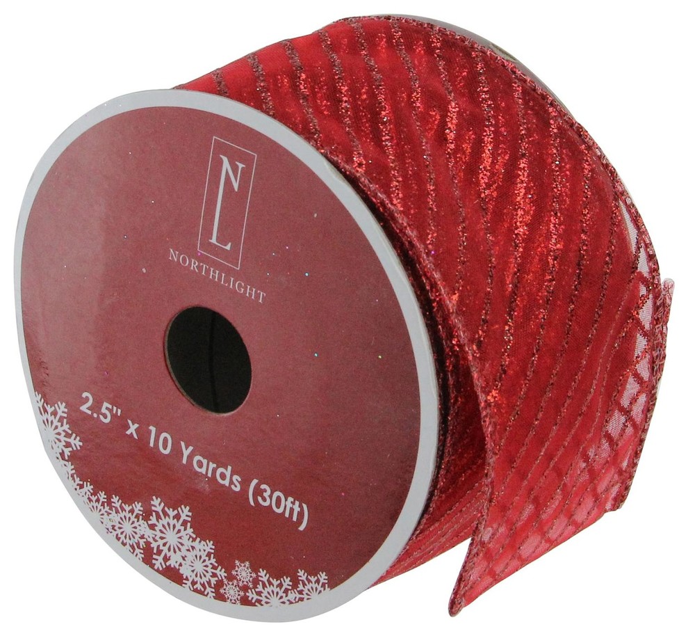 Red Wired Christmas Craft Ribbon 2.5 quotx 120 Yards   Contemporary   Christmas Ornaments   by Northlight Seasonal  Houzz