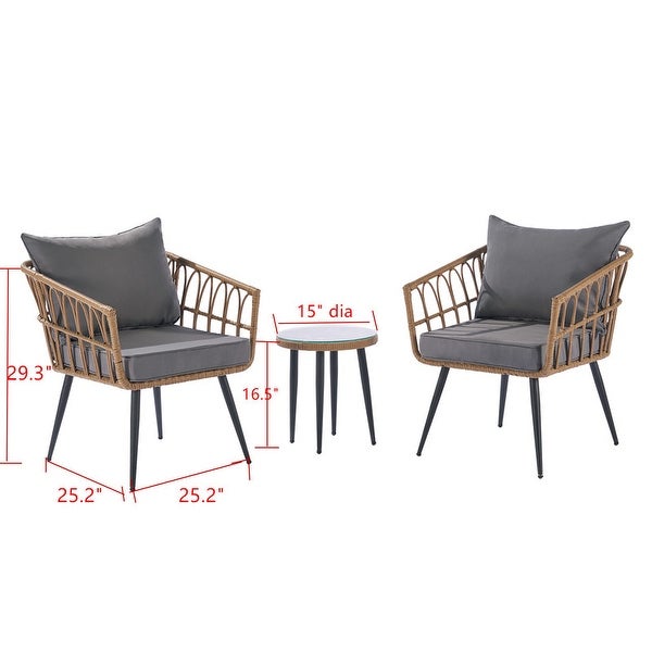 3 Piece Outdoor Garden Patio Bistro set with Side Table - Overstock - 37422065