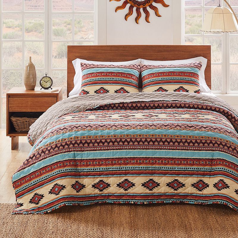 Greenland Home Fashions Red Rock Quilt and Pillow Sham Set - Clay