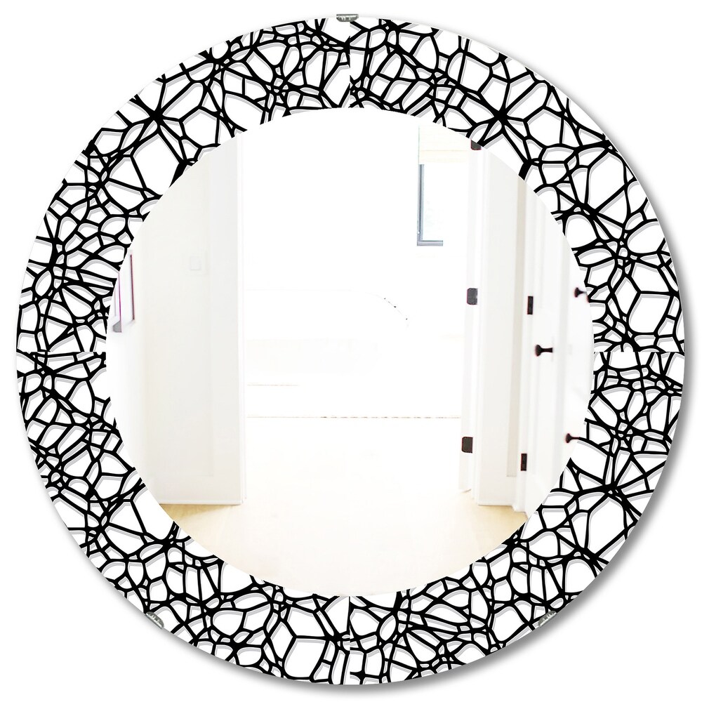 Designart 'Abstract Mosaic Pattern' Printed Modern Mirror   Oval or Round Wall Mirror