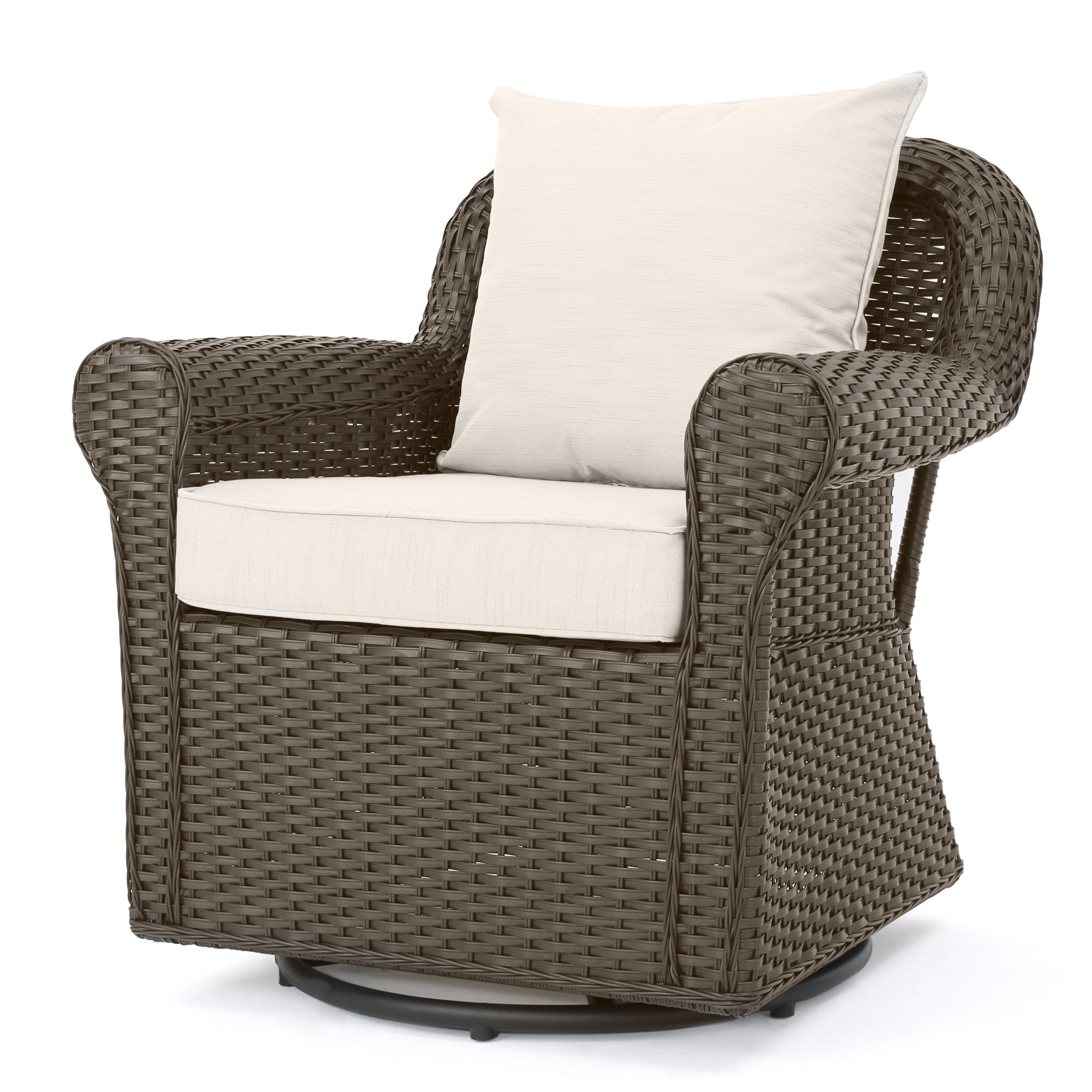 Admiral Outdoor 4 Seater Wicker Swivel Chair and Fire Pit Set