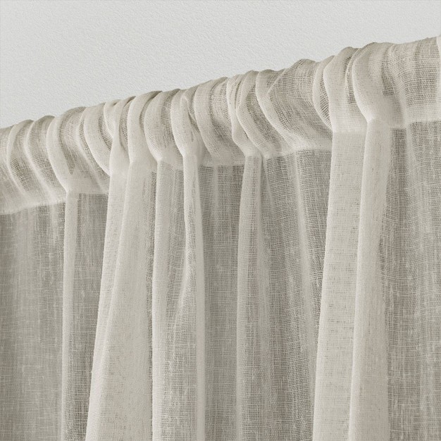 Set Of 2 Belgian Textured Linen Rod Pocket Sheer Window Curtain Panels Exclusive Home