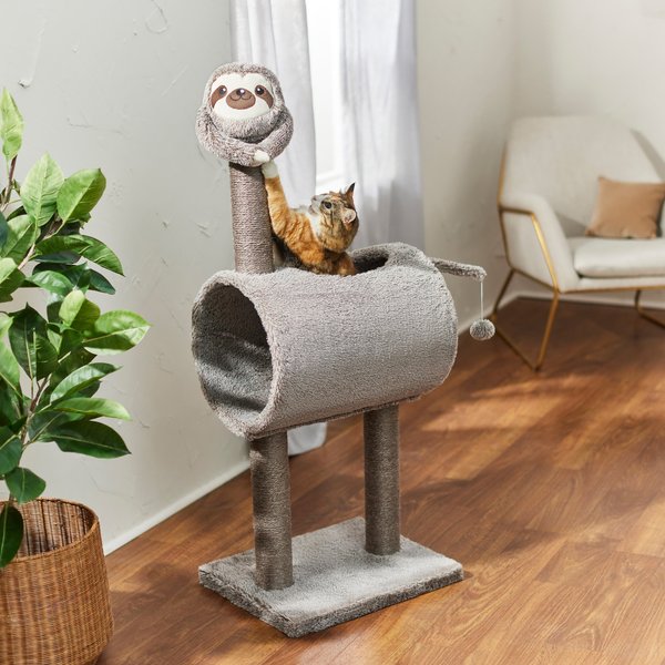 Frisco Animal Series Cat Tunnel with Scratching Post， Sloth