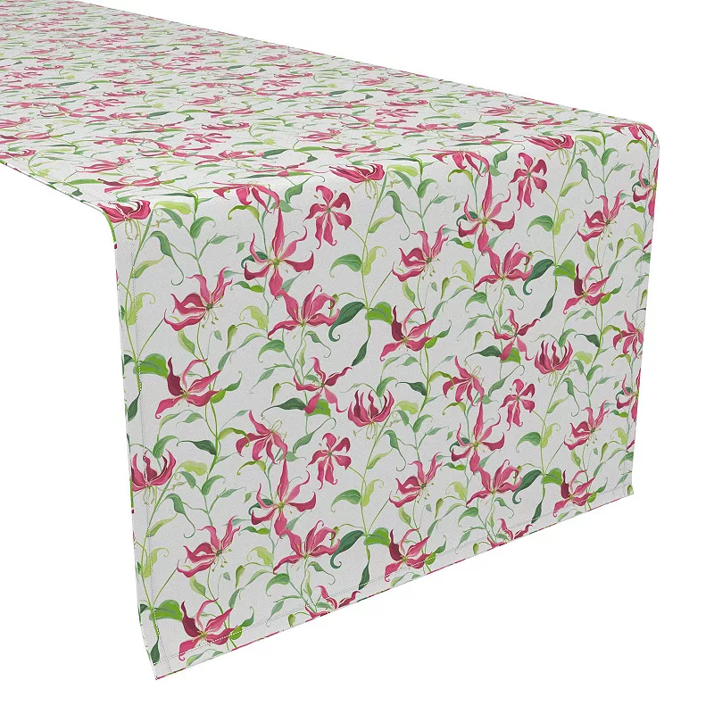 Table Runner， 100% Cotton， 16x72， Tropical Fire Lily